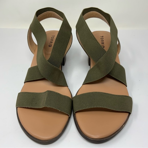 torrid Shoes - Torrid Olive Strappy Block Heel Sandals. Size 11M.